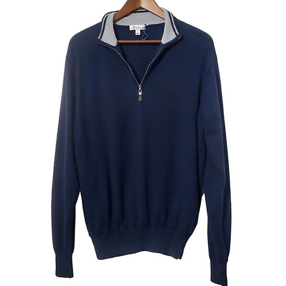 PETER MILLAR Mens 1/4 Zip Merino Wool/Silk Sweater Size L Golf 3M Open Preppy - Picture 1 of 13